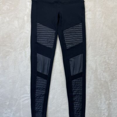 Alo Yoga Black Moto Style Full Length Leggings Size Small Women's